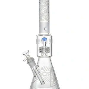 15.5 Inch 7mm Frosted Sacred Geometry Beaker Bong with Matrix Perc