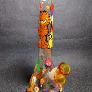 Garfield Comic Cat Floral 10-Inch Beaker Glass Bong