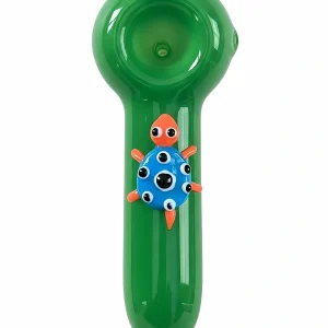 4.7-Inch Glow-in-the-Dark Turtle Borosilicate Glass Spoon Pipe