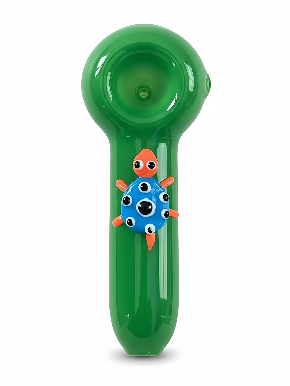 4.7-Inch Glow-in-the-Dark Turtle Borosilicate Glass Spoon Pipe