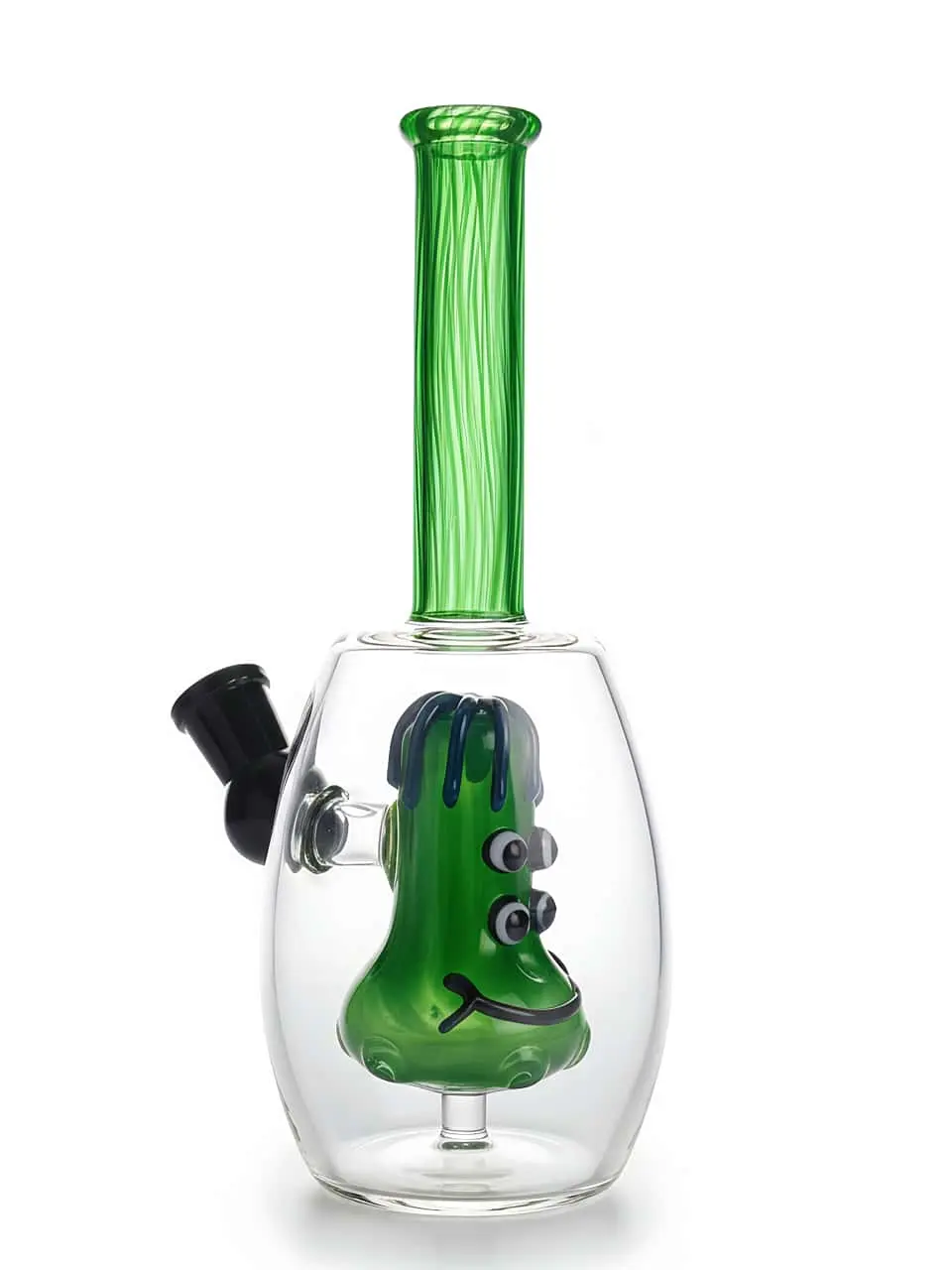 7.5 Inch Green Cartoon Face Borosilicate Glass Bong - Image 2
