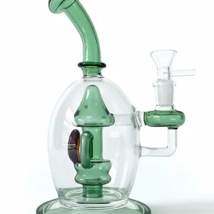 9-Inch Mystic Green Mushroom Perc Glass Bong