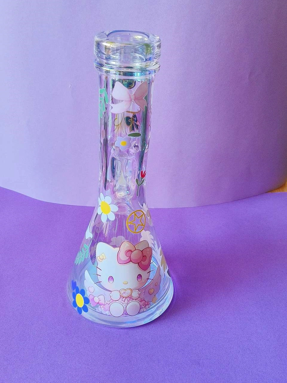 12-Inch Angelic Hello Kitty Iridescent 9mm Beaker Bong - Image 2