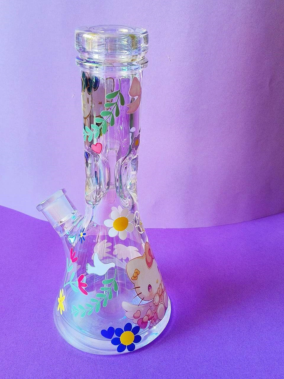 12-Inch Angelic Hello Kitty Iridescent 9mm Beaker Bong - Image 4