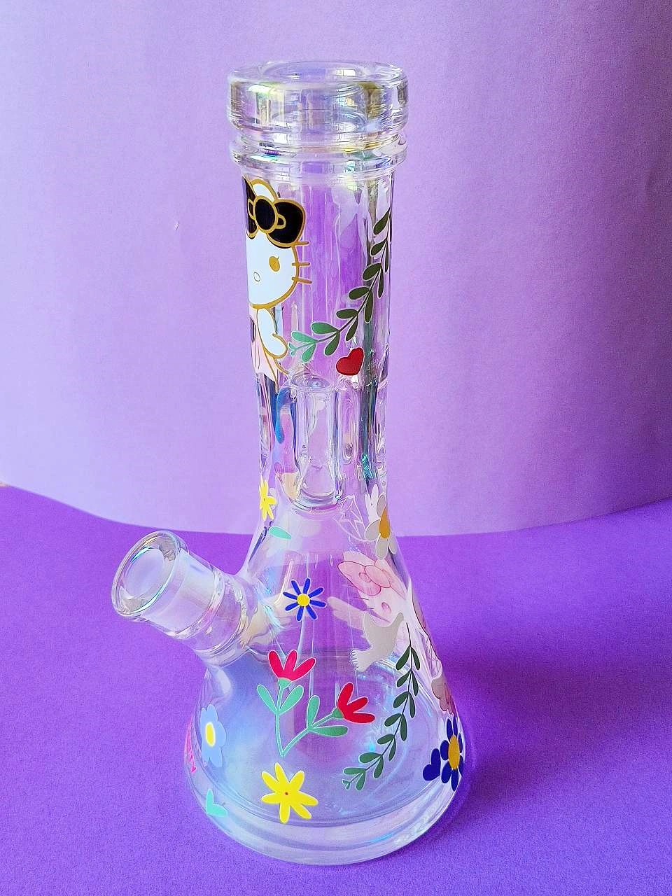 12-Inch Angelic Hello Kitty Iridescent 9mm Beaker Bong - Image 3