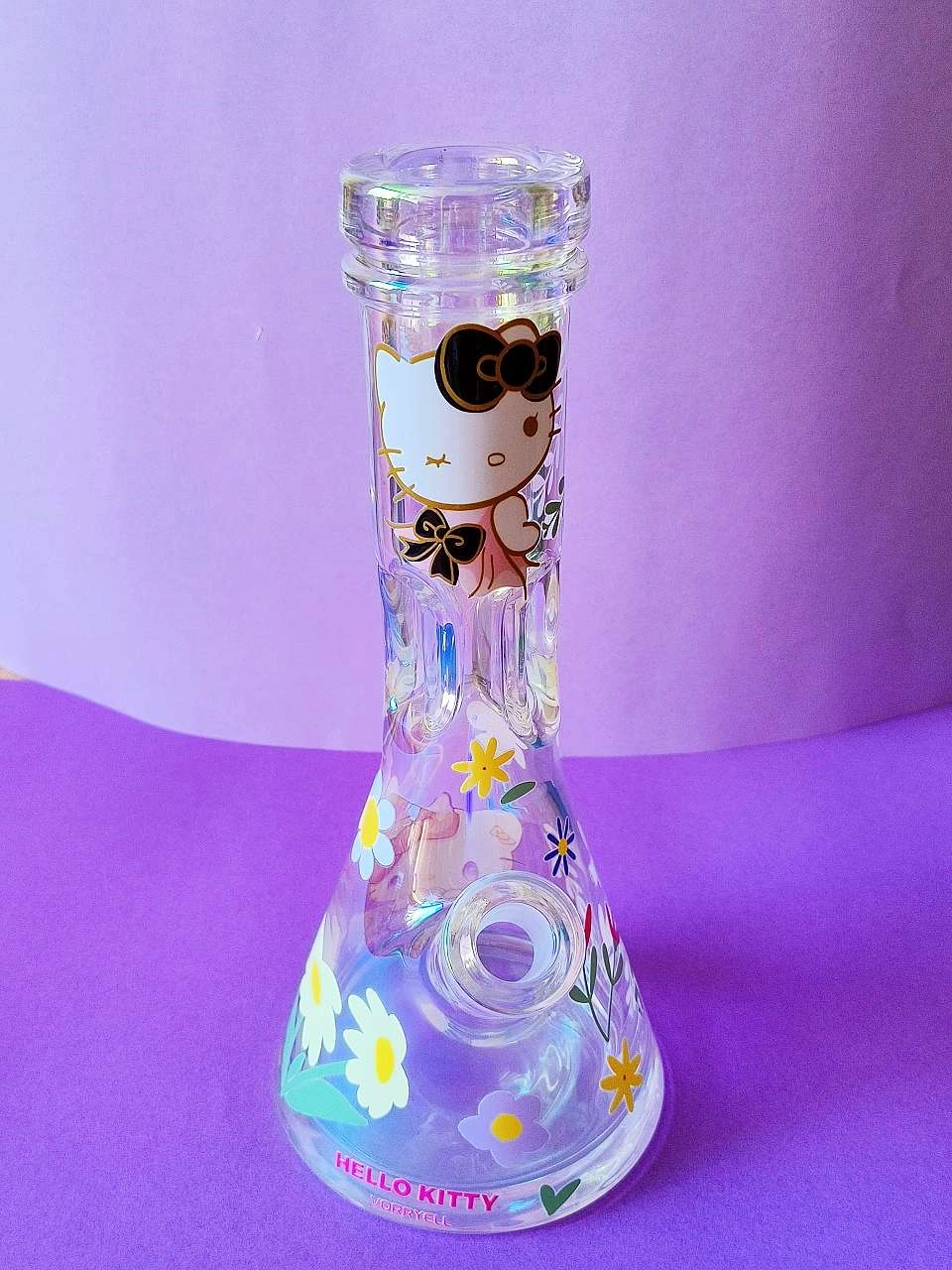 12-Inch Angelic Hello Kitty Iridescent 9mm Beaker Bong