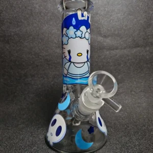 Hello Kitty Blue Gothic Crying Kitty 8 Inch Beaker Glass Bong