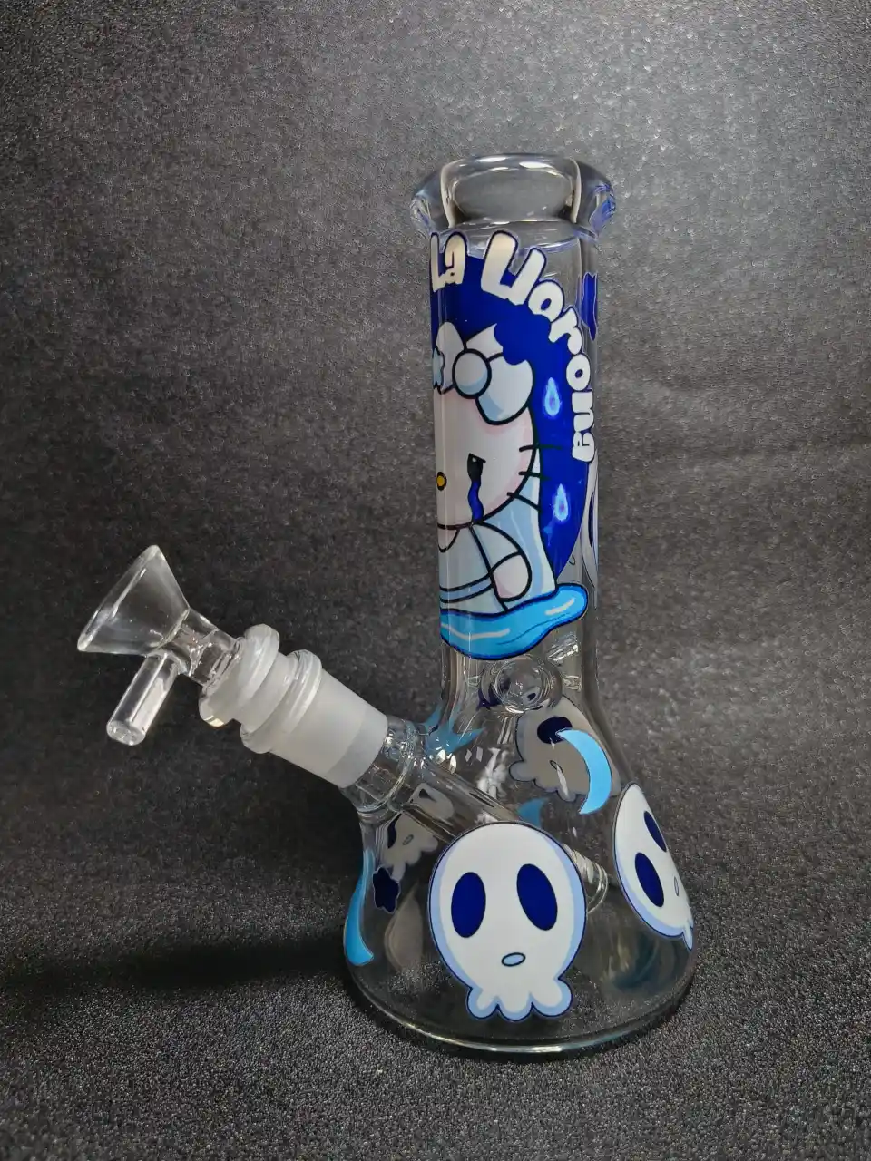 Hello Kitty Blue Gothic Crying Kitty 8 Inch Beaker Glass Bong - Image 3