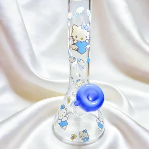 10 Inch Hello Kitty Blue Wishes Beaker Glass Bong