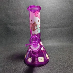 8 Inch Hello Kitty Chocolate Heart Purple Glass Beaker Bong