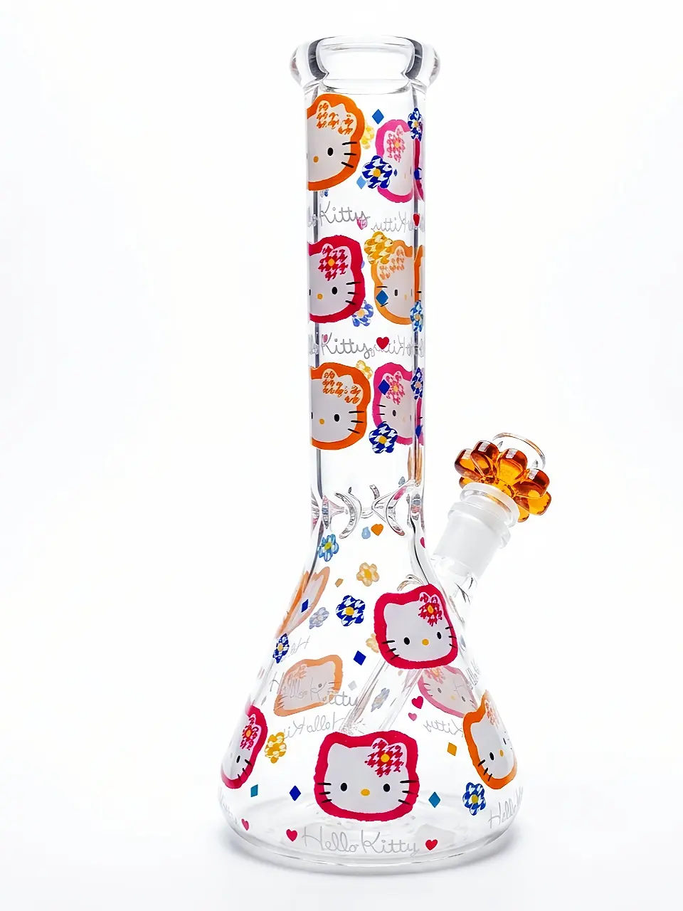 10 Inch Hello Kitty Colorful Border Candy House Beaker Glass Bong - Image 3