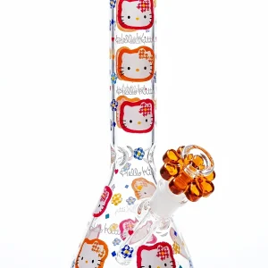 10 Inch Hello Kitty Colorful Border Candy House Beaker Glass Bong