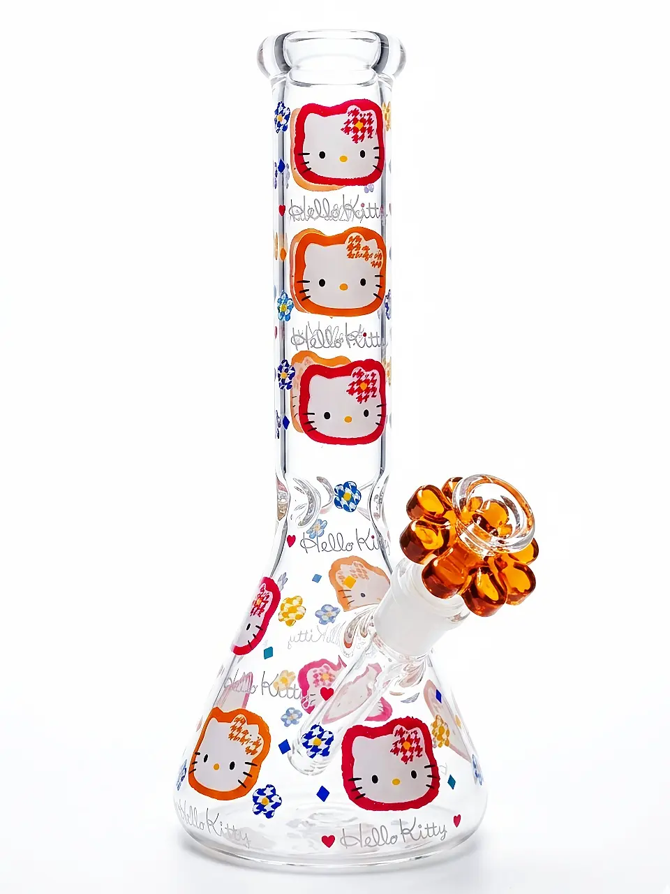 10 Inch Hello Kitty Colorful Border Candy House Beaker Glass Bong