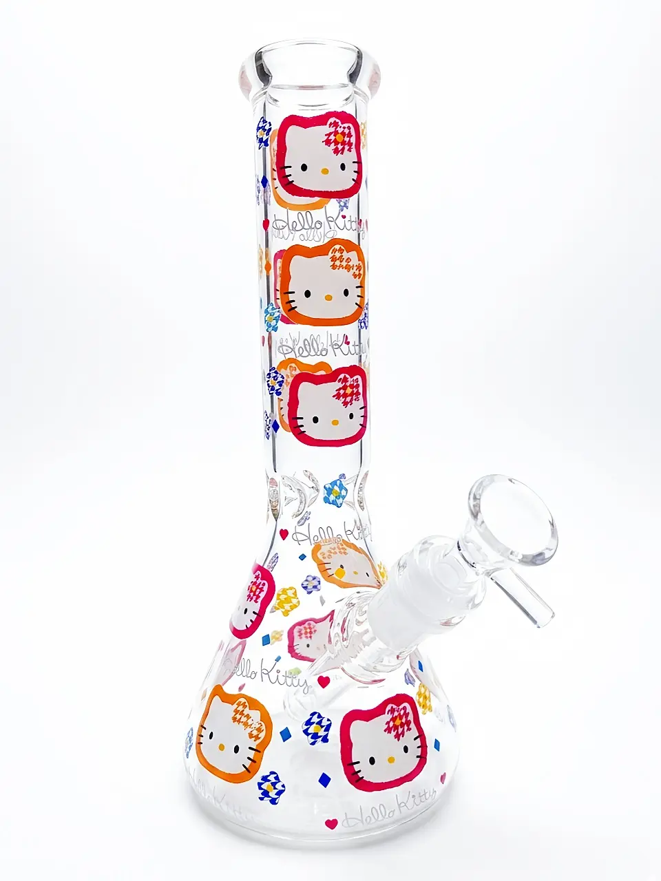 10 Inch Hello Kitty Colorful Border Candy House Beaker Glass Bong - Image 4