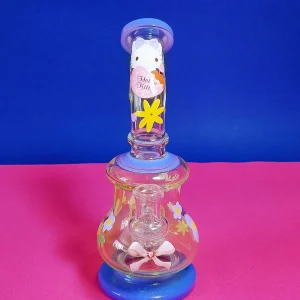 8.5-Inch Hello Kitty Floral Bent Neck Glass Mini Bong