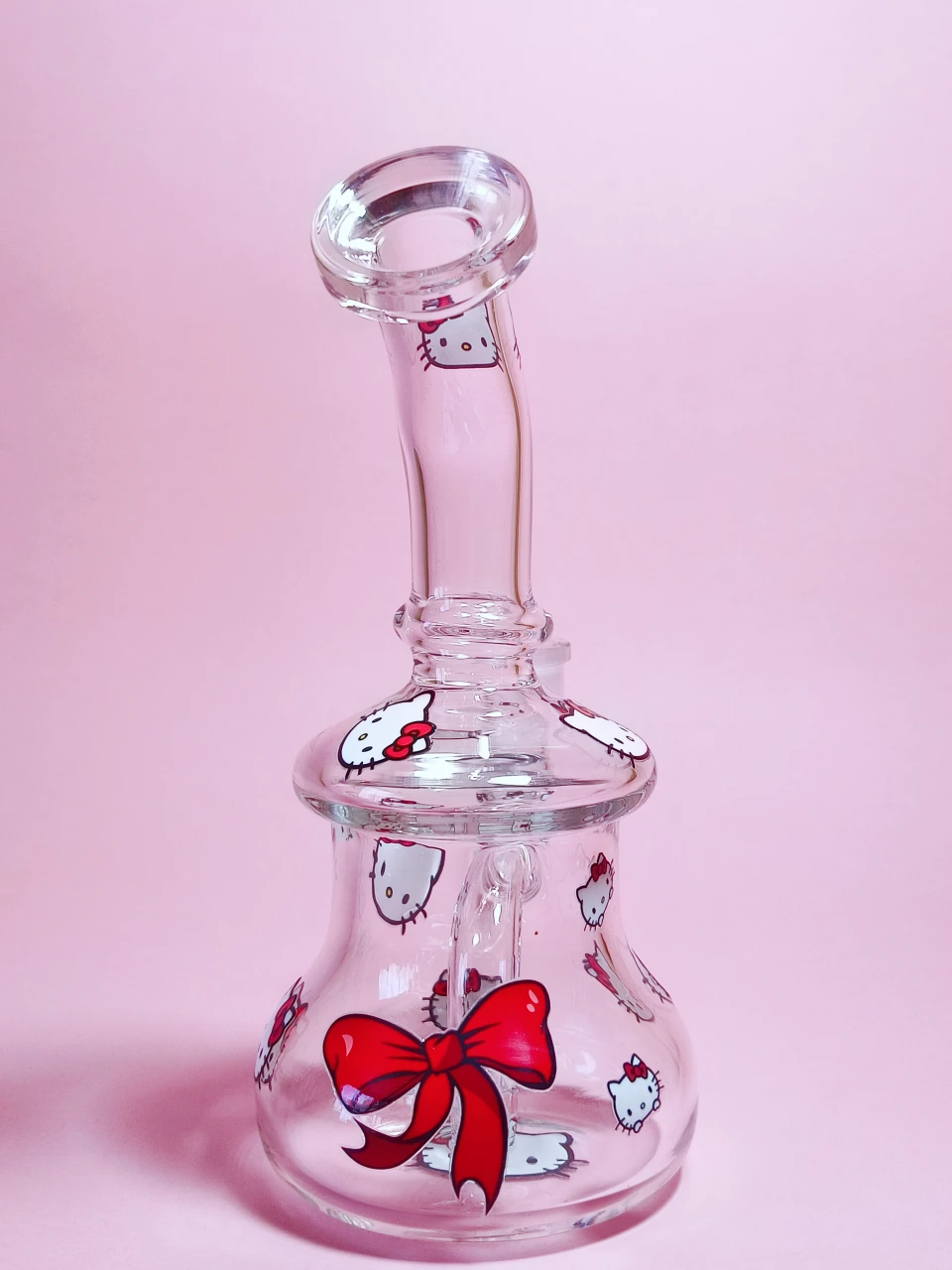 7.5 Inch Hello Kitty Borosilicate Glass Bong with Red Kitty Heads - Image 2
