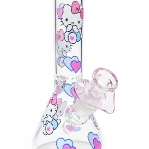 8 Inch Hello Kitty Icy First Love Blue & Pink Beaker Glass Bong