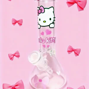 8 Inch Hello Kitty Pink Love Glass Beaker Bong