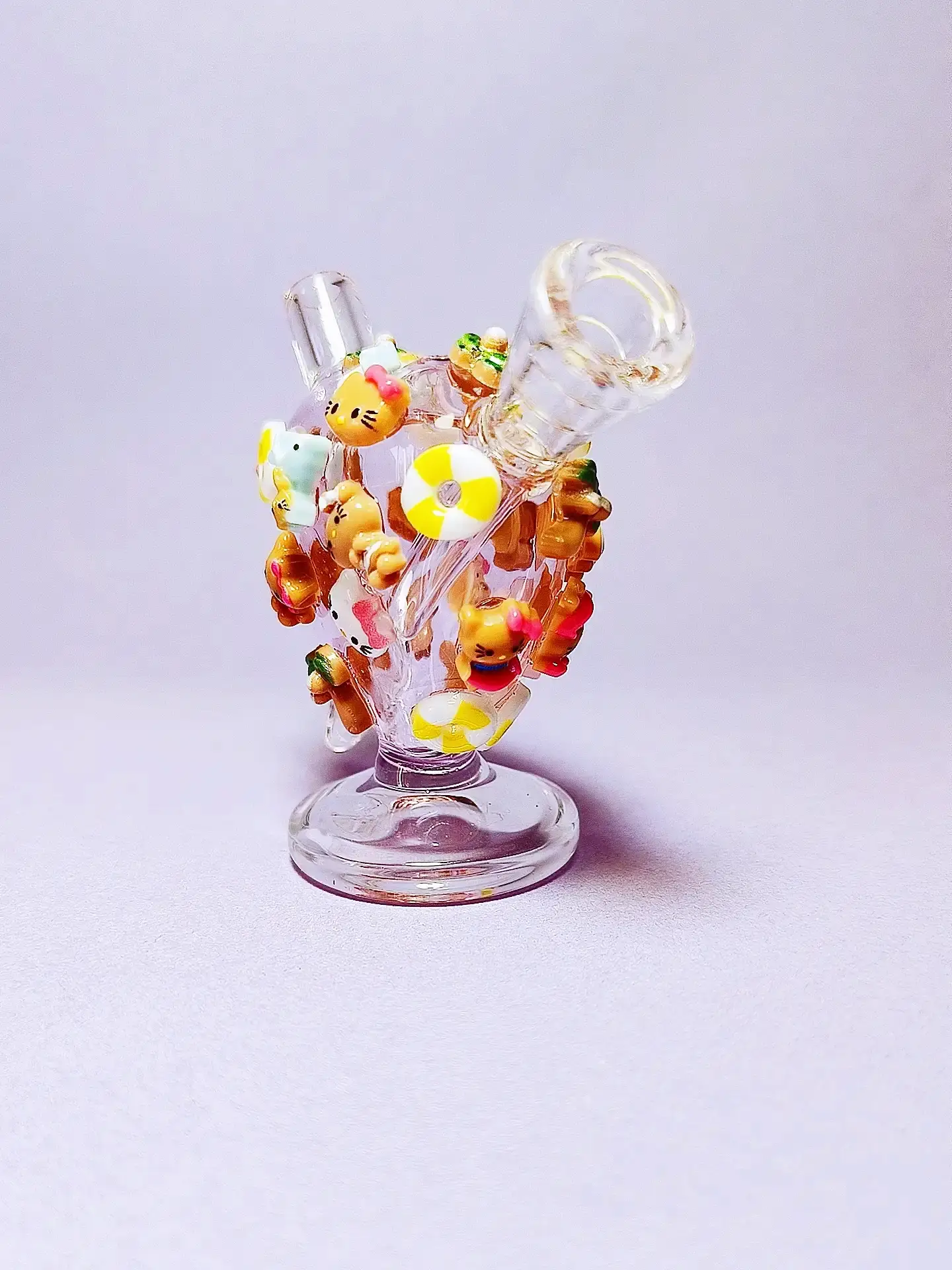 2.7 Inch Pink Heart Hello Kitty-Style Mini Glass Bubbler - Image 4