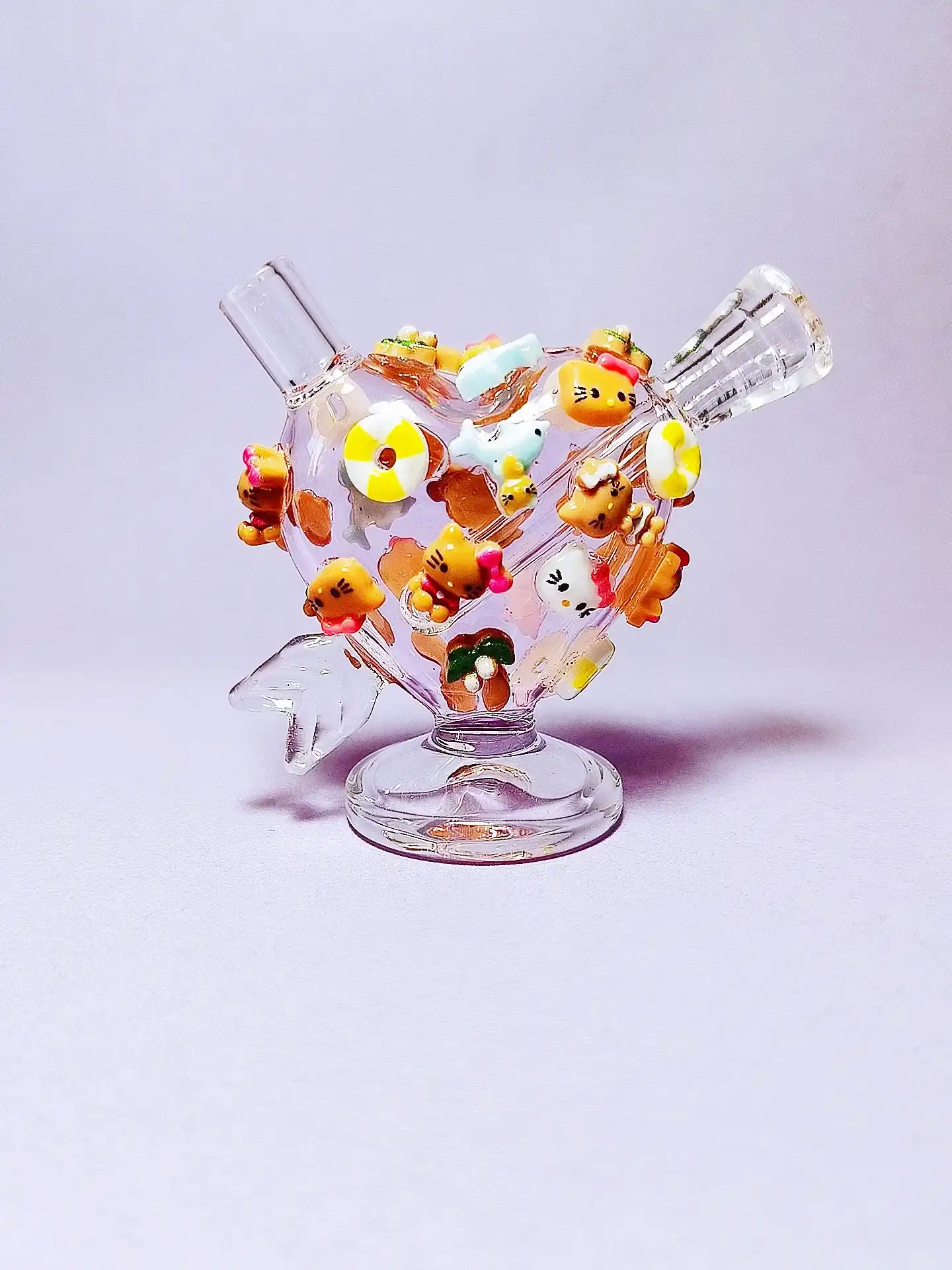 2.7 Inch Pink Heart Hello Kitty-Style Mini Glass Bubbler - Image 3
