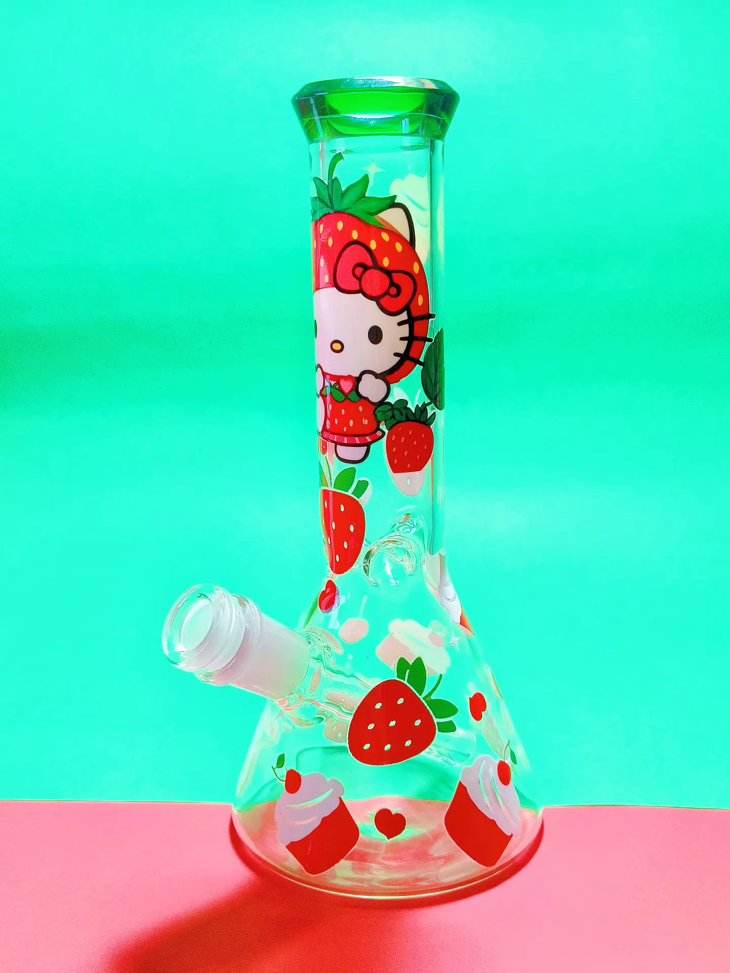 9 Inch Hello Kitty Strawberry Beaker Base Bong - Image 4
