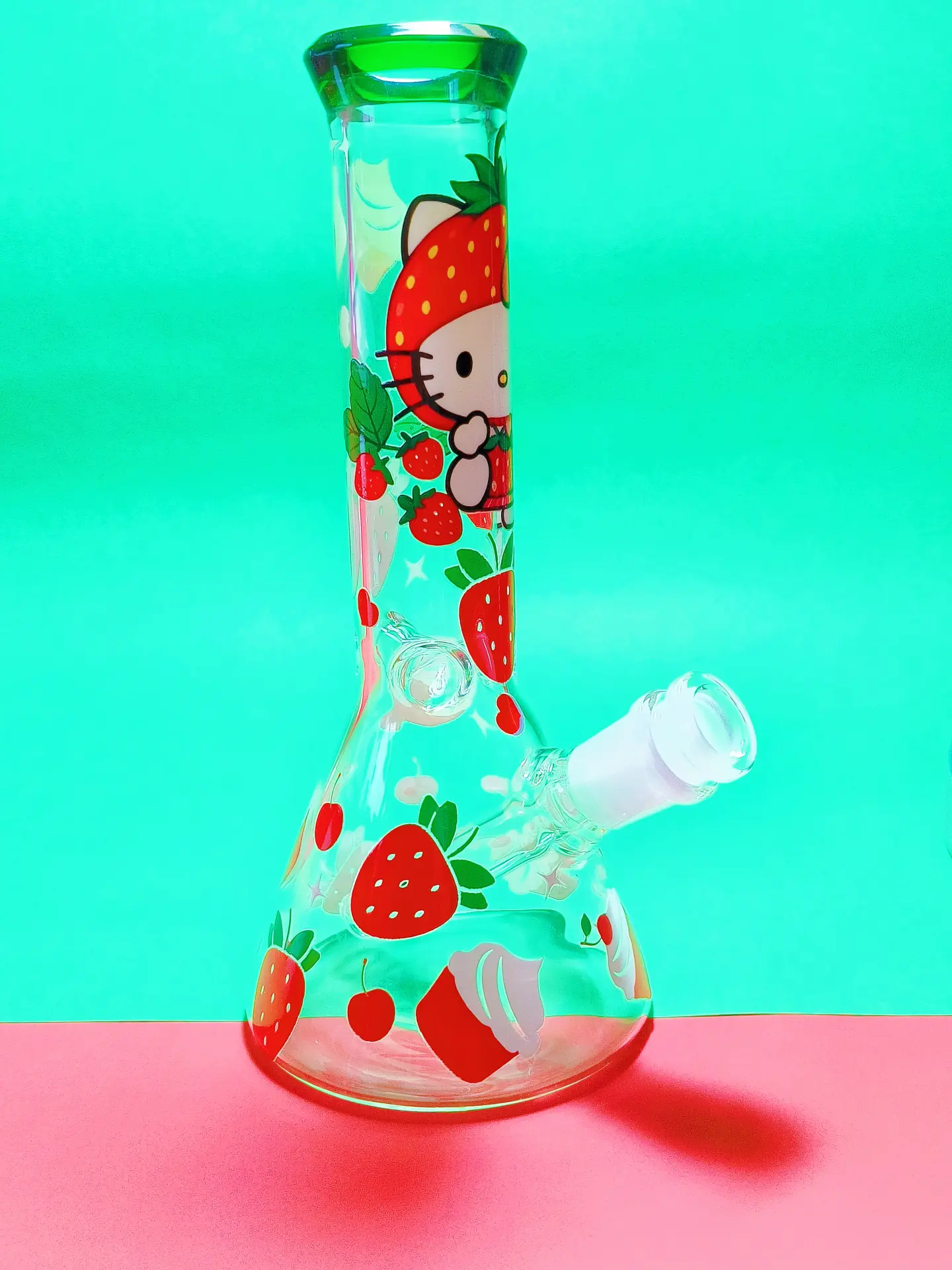 9 Inch Hello Kitty Strawberry Beaker Base Bong - Image 3