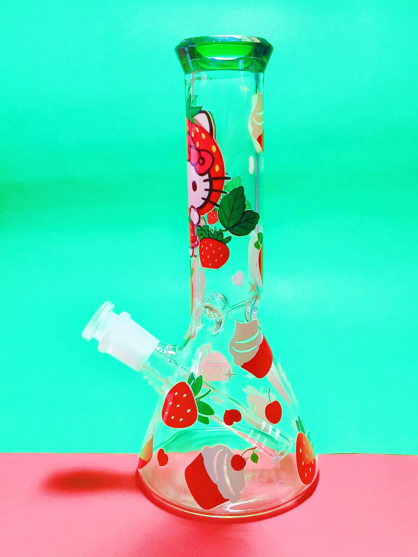 9 Inch Hello Kitty Strawberry Beaker Base Bong - Image 2