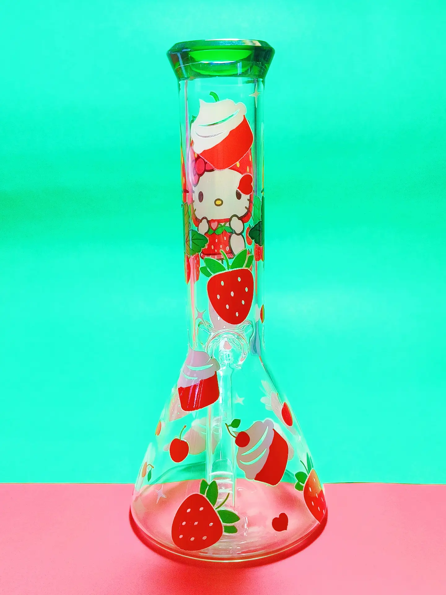 9 Inch Hello Kitty Strawberry Beaker Base Bong - Image 5