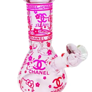 8 Inch 5mm Hello Kitty Chanel-Inspired Pink Beaker Glass Bong