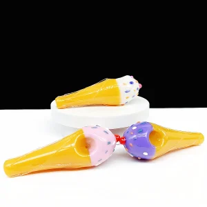 Ice Cream Cone Borosilicate Glass Spoon Pipe with Carb Hole