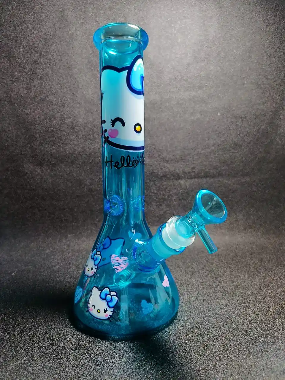 10-Inch Ice Crystal Blue Hello Kitty Y2K Beaker Glass Bong