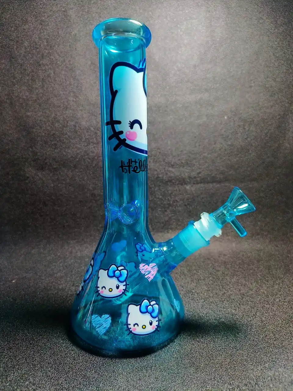 10-Inch Ice Crystal Blue Hello Kitty Y2K Beaker Glass Bong - Image 2