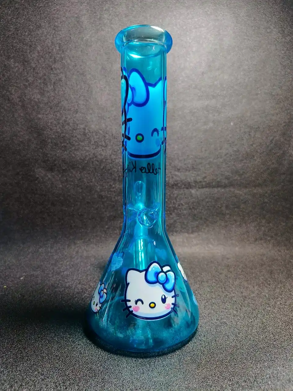 10-Inch Ice Crystal Blue Hello Kitty Y2K Beaker Glass Bong - Image 3