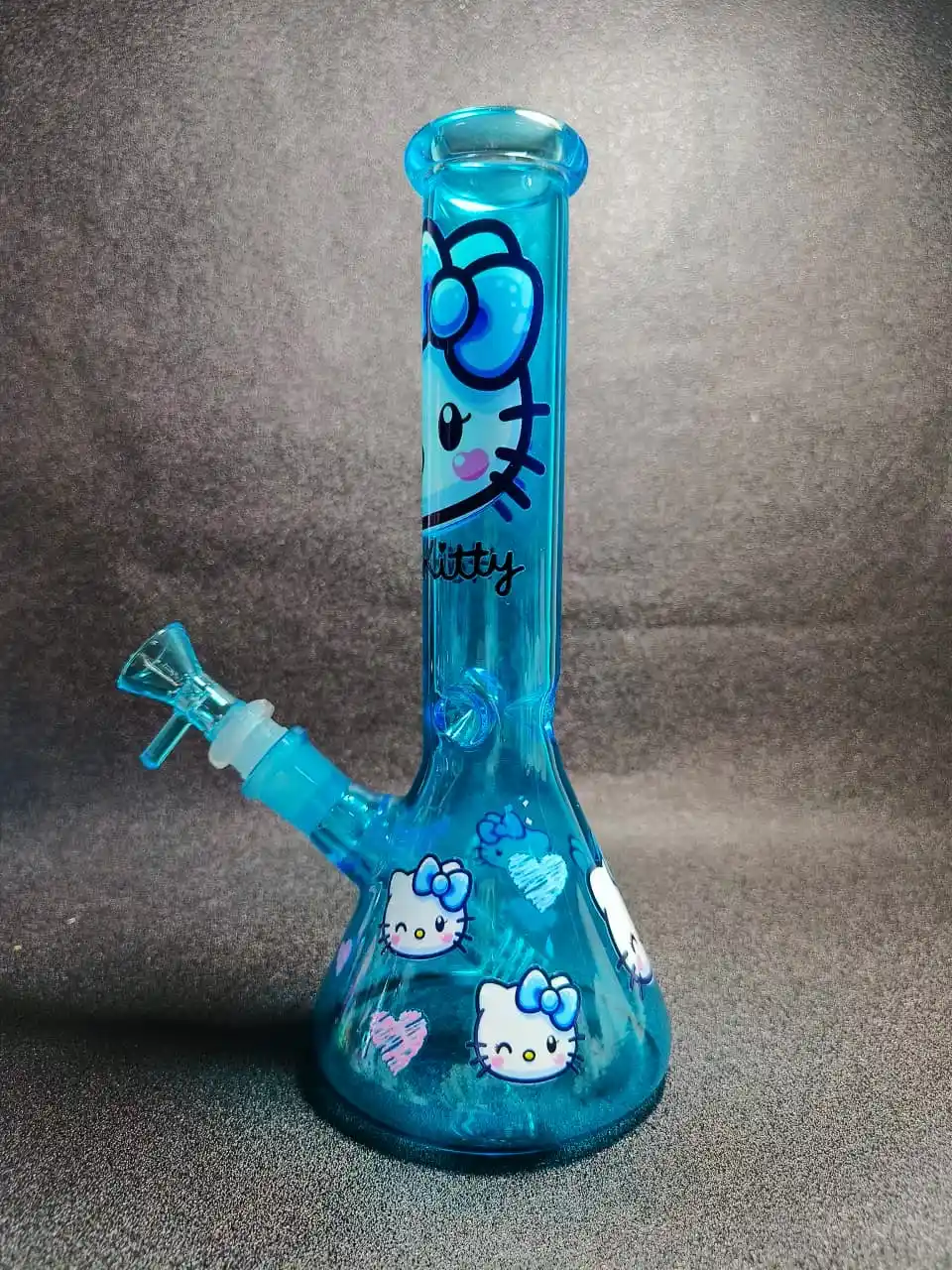 10-Inch Ice Crystal Blue Hello Kitty Y2K Beaker Glass Bong - Image 4