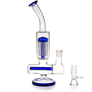 12 Inch Inline to Tree Perc Bent Neck Glass Bong
