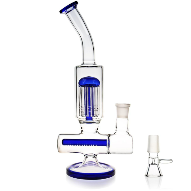 12 Inch Inline to Tree Perc Bent Neck Glass Bong