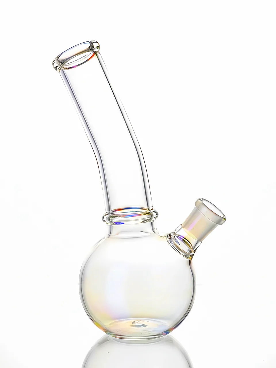 7.5-Inch Iridescent Bent Neck Bubble Base Bong
