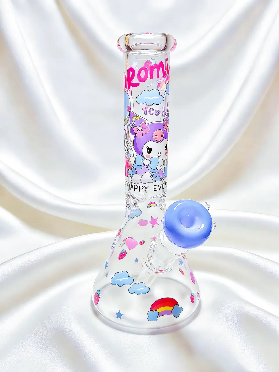 10-Inch Kuromi Pastel Strawberry Beaker Glass Bong