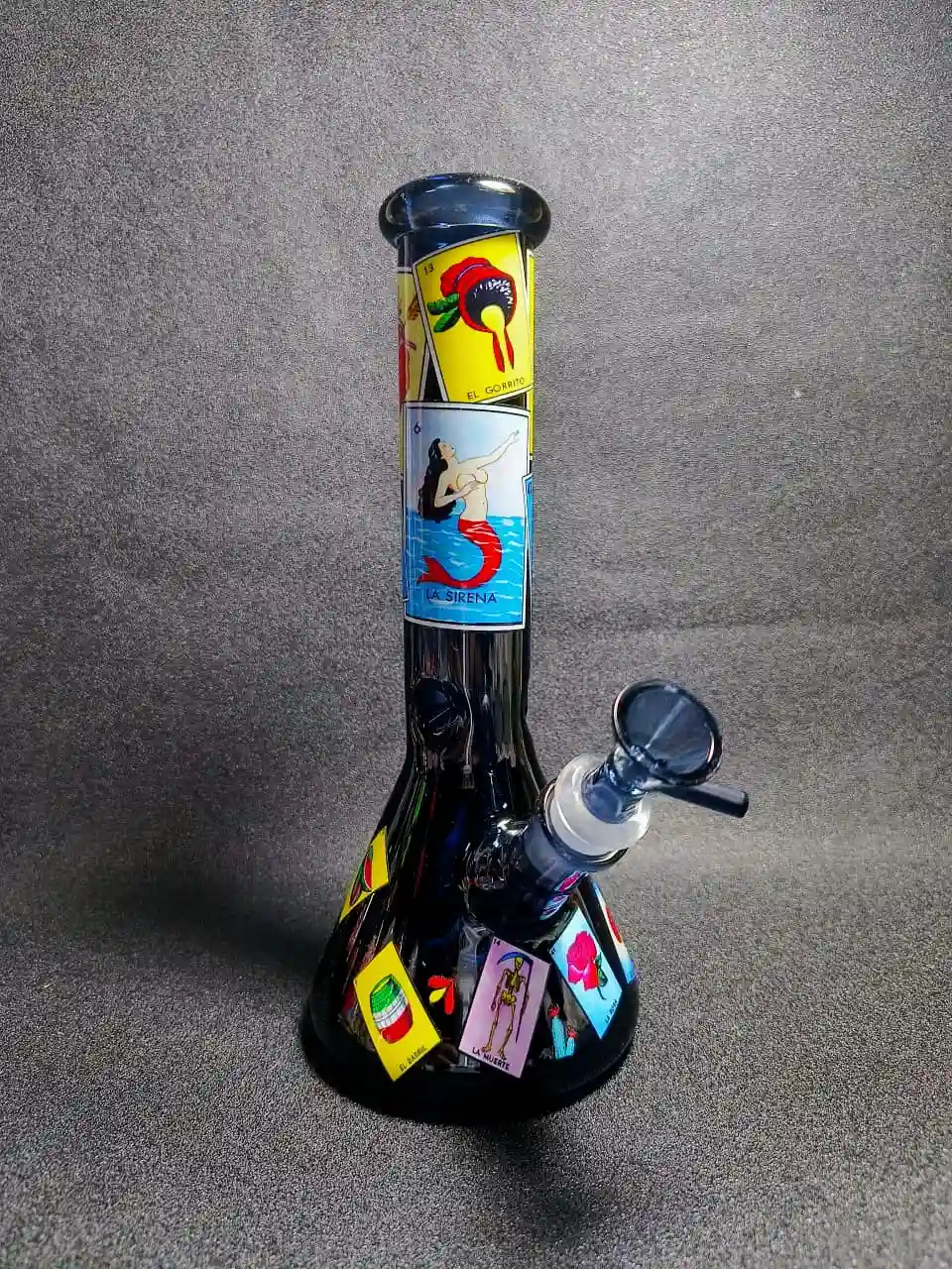 10 Inch Lotería Mexican Card Beaker Glass Bong
