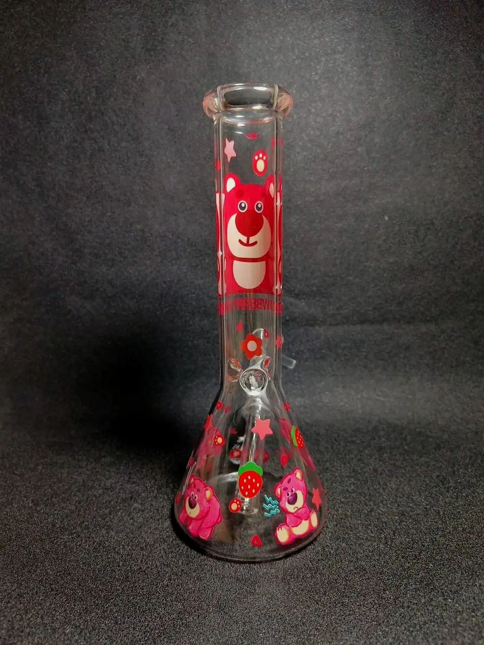 Lotso Strawberry Bear 10-Inch Beaker Glass Bong - Image 3