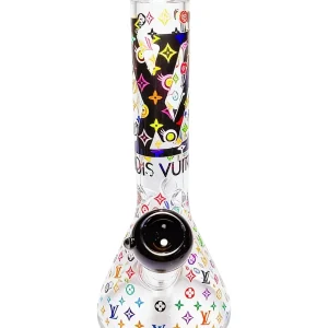 10-Inch LV-Inspired Monogram Beaker Glass Bong