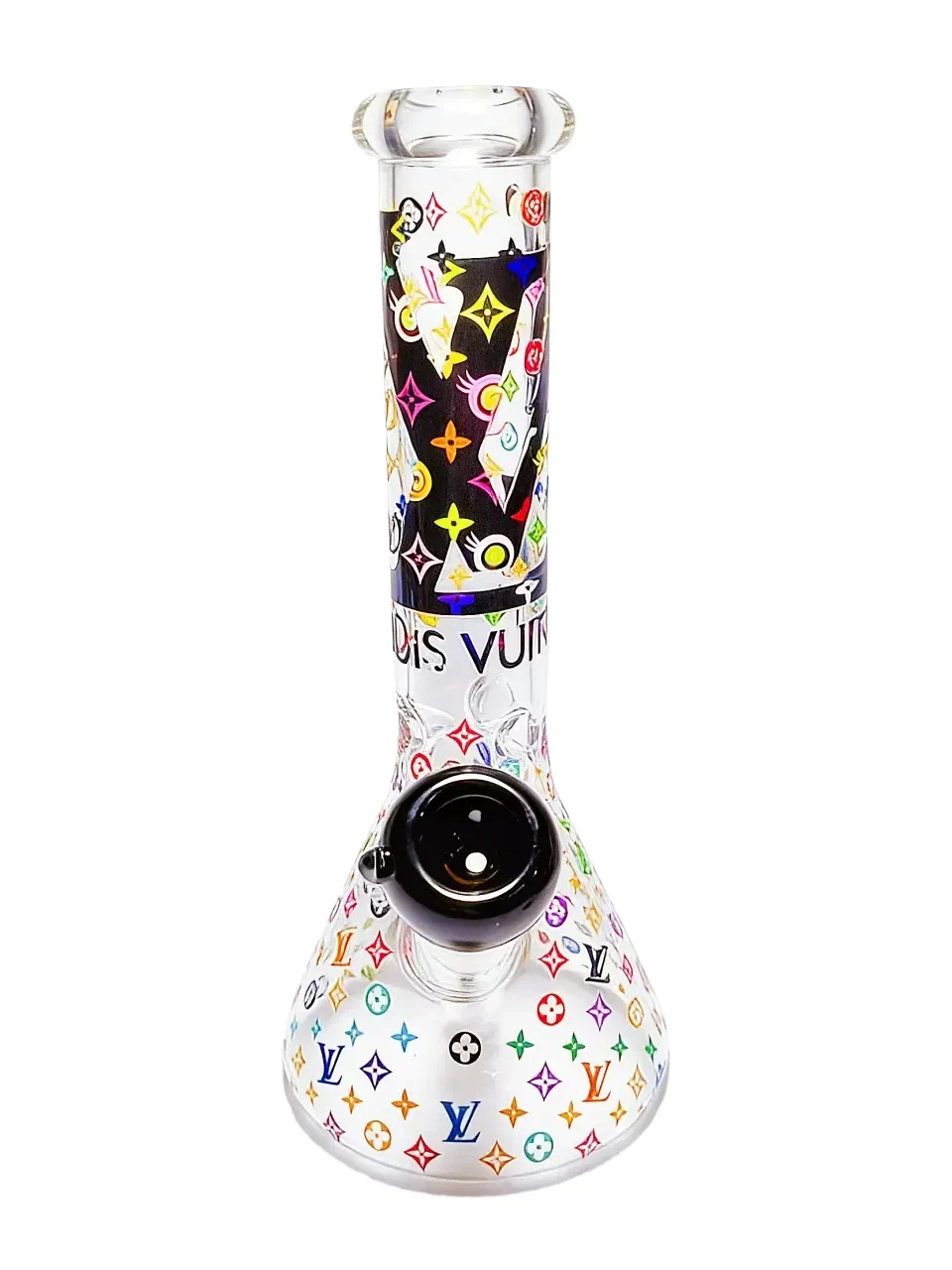 10-Inch LV-Inspired Monogram Beaker Glass Bong