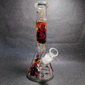 10-Inch Marvel Deadpool-Inspired Borosilicate Glass Beaker Bong