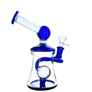 7-Inch Mini Borosilicate Glass Bong with Blue Ring Diffuser