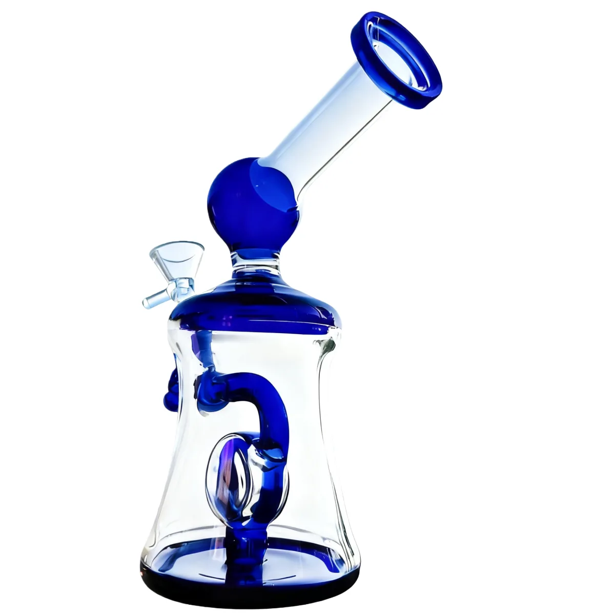 7-Inch Mini Borosilicate Glass Bong with Blue Ring Diffuser - Image 2