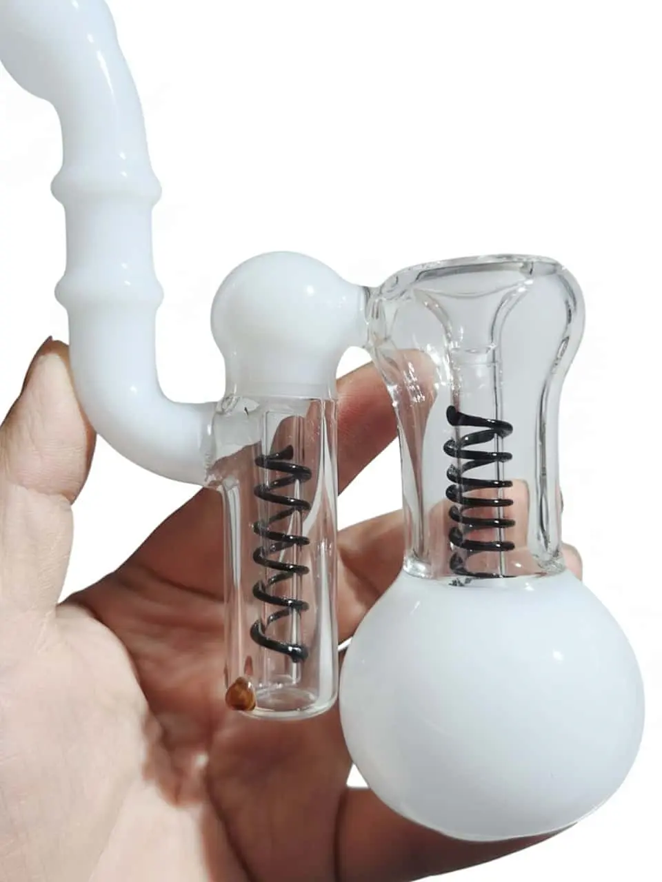 Minimalist Milky White Spiral Glass Bubbler - Image 2