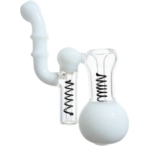 Minimalist Milky White Spiral Glass Bubbler
