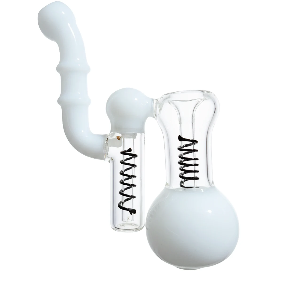Minimalist Milky White Spiral Glass Bubbler