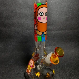 10 Inch Monkey Banana Cartoon Beaker Glass Bong