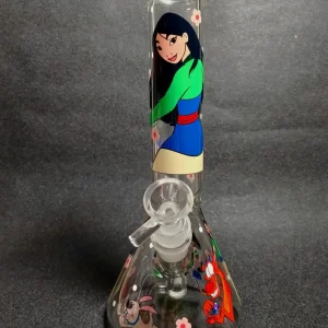 10-Inch Forest Green Strawberry Blossom Beaker Glass Bong